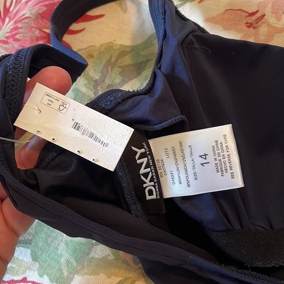 DKNY Size 14  Elegant Classic Swimsuit Wrap Layered Mallot ScoopNeck $89 NEW - Picture 8 of 15